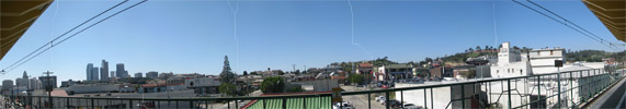 Panorama of Los Angeles skyline from Chinatown.