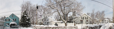 Panorama of snow near Wollaston Beach