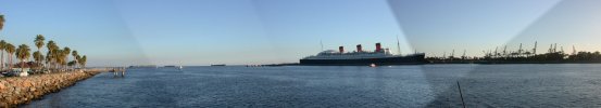 Panorama of Queen Mary at Long Beach, CA.